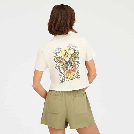 VOLCOM Womens Juniors Crew Neck Short Sleeve Regular Fit Graphic T-Shirt