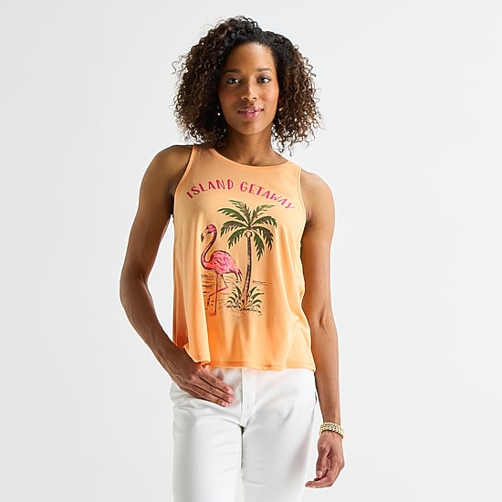 St. John's Bay Womens Tall Round Neck Sleeveless Tank Top