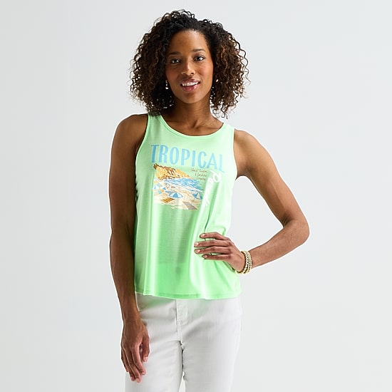 St. John's Bay Womens Tall Round Neck Sleeveless Tank Top