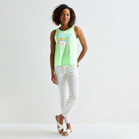 St. John's Bay Womens Tall Round Neck Sleeveless Tank Top