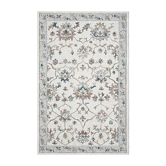 Glossy Ely Floral Stain Resistant Indoor Rectangular Area Rug