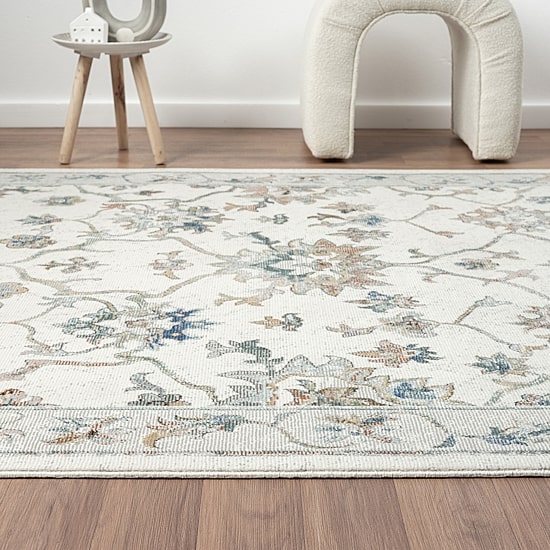 Glossy Ely Floral Stain Resistant Indoor Rectangular Area Rug