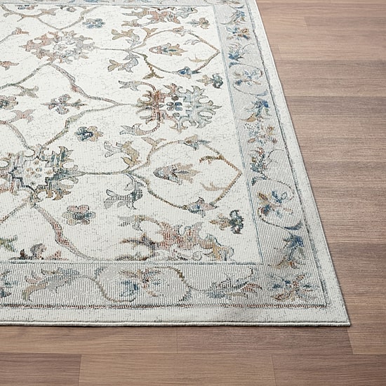 Glossy Ely Floral Stain Resistant Indoor Rectangular Area Rug