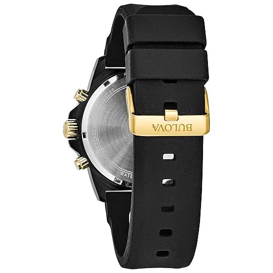 Bulova Marine Star Mens Chronograph Black Strap Watch 98b278