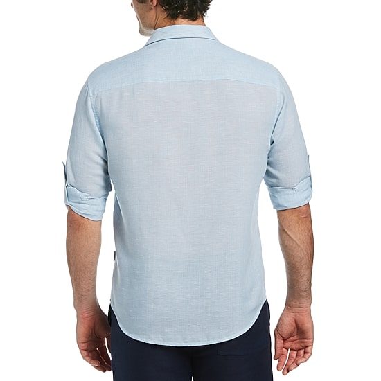 Cubavera Travelselect Linen-Blend Mens Long Sleeve Regular Fit Button-Down Shirt