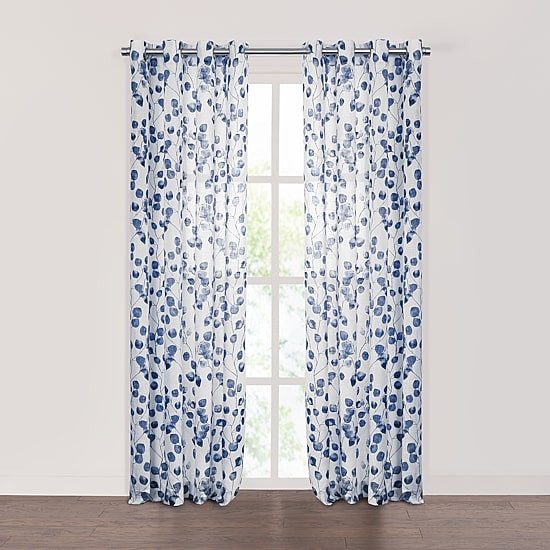 Fieldcrest Arden Botanical Leaf Cotton Grommet Top Sheer Single Curtain Panel