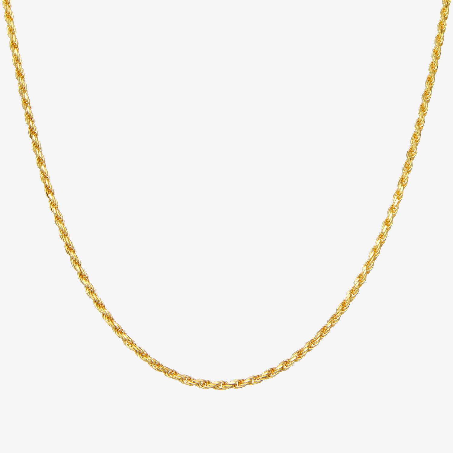 Sterling Silver or Gold Over 18 - 24 Inch Solid Rope Chain Necklace