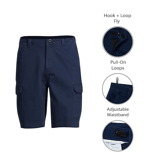 St. John's Bay Dexterity Mens 10" Adaptive Stretch Fabric Adjustable Features Easy-on + Easy-off Cargo Short