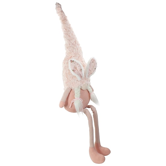 Northlight 32in White And Pink Sitting With Bunny Ears And Dangling Legs Easter Gnome