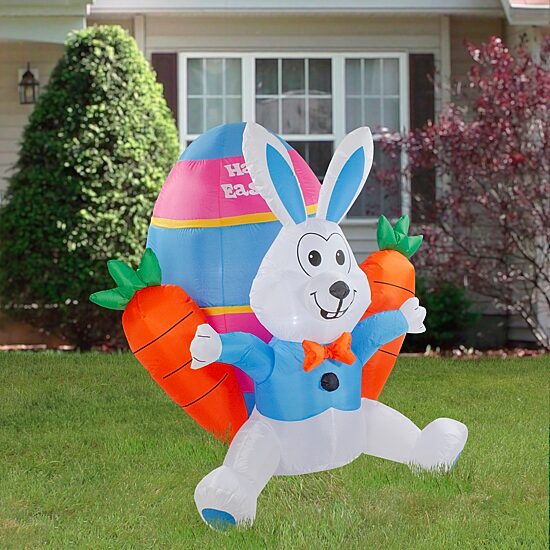 Northlight 4ft Lighted Bunny With Carrots Easter Inflatable