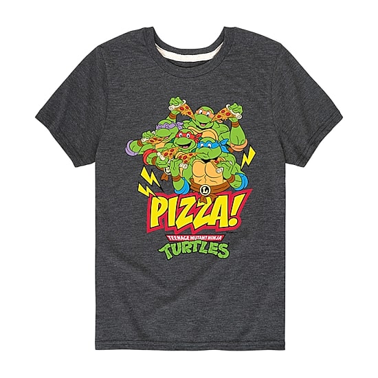 Pizza Little & Big Kid Boys Crew Neck Short Sleeve Regular Fit Teenage Mutant Ninja Turtles Graphic T-Shirt