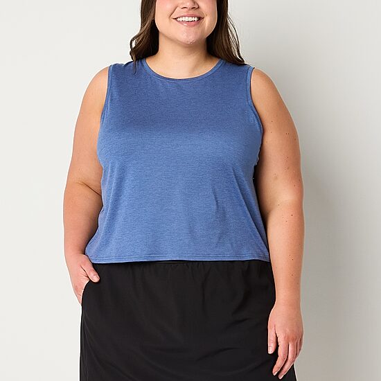 Xersion Womens Everyday Crew Neck Sleeveless Tank Top Plus
