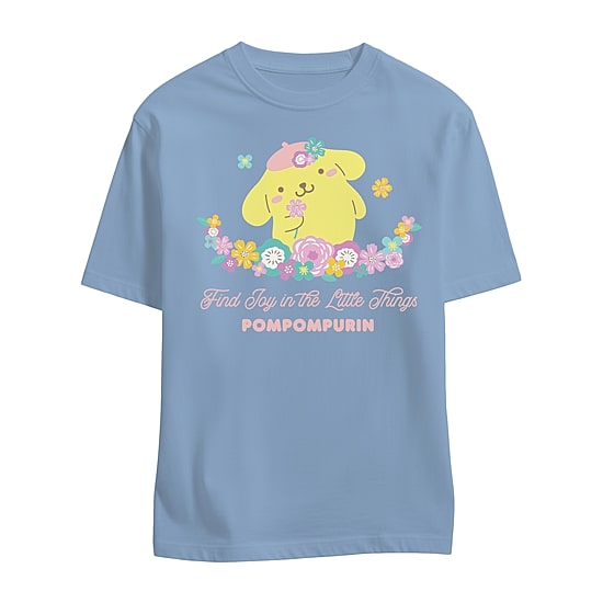 Pompompurri Boyfriend Tee Womens Juniors Crew Neck Short Sleeve Regular Fit Hello Kitty Graphic T-Shirt