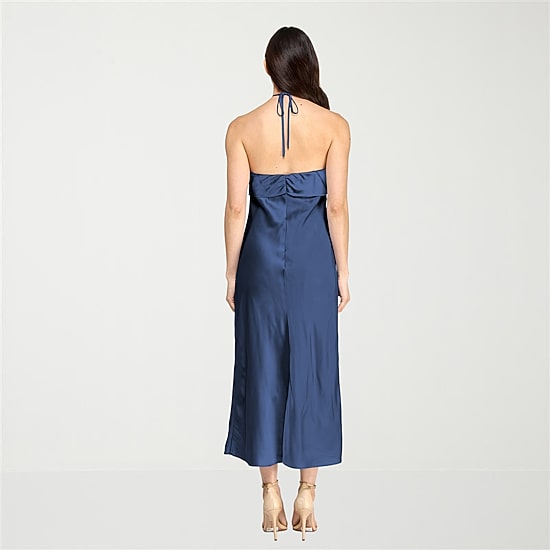 City Triangle Womens Juniors Halter Neck Sleeveless A-Line Dress