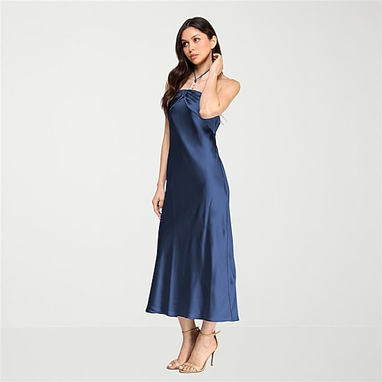 City Triangle Womens Juniors Halter Neck Sleeveless A-Line Dress