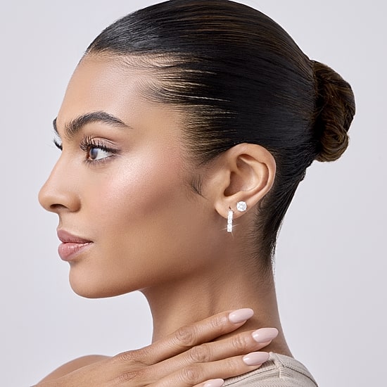 (Si2/ H) Womens 1 CT. T.W. Lab Grown White Diamond 10K Gold 16.2mm Hoop Earrings