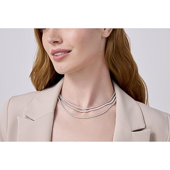 (H-I/I1) Womens White Diamond 10K Gold 18 Inch Tennis Necklace