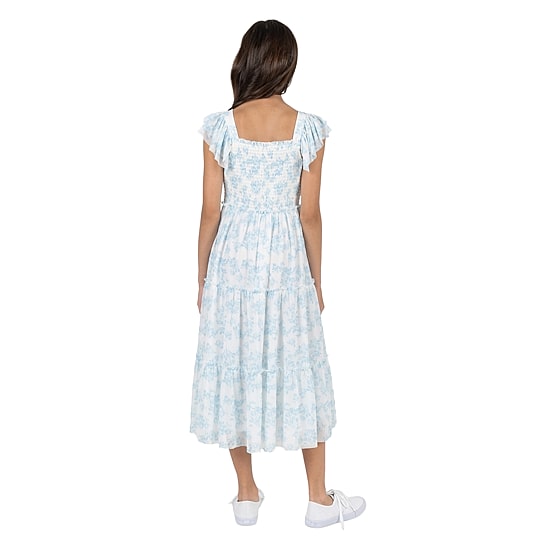 Rare Editions Big Kid Girls Flutter Short Sleeve Floral Maxi Dress