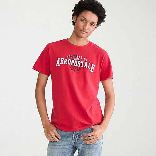 AEROPOSTALE Mens Crew Neck Short Sleeve Classic Fit Graphic T-Shirt, Medium, Red