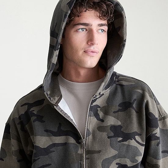 AEROPOSTALE Camo Cloud Soft Mens Long Sleeve Fleece Zipper Hoodie