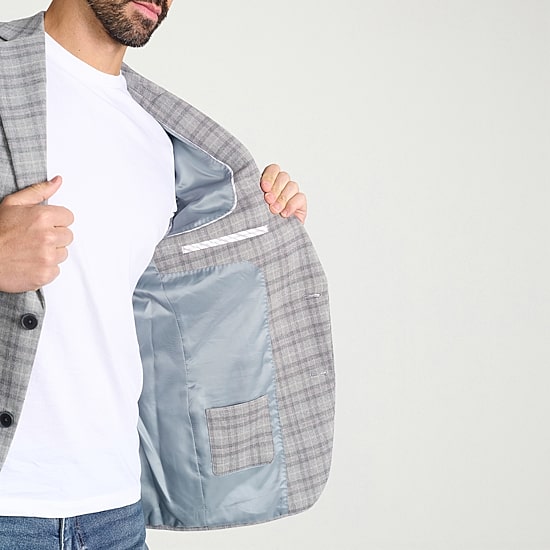 IBIZA AZURE Mens Windowpane Modern Fit Sport Coat