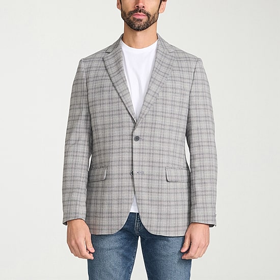 IBIZA AZURE Mens Windowpane Modern Fit Sport Coat