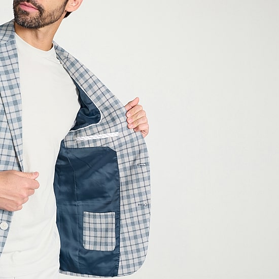 IBIZA AZURE Mens Windowpane Modern Fit Sport Coat