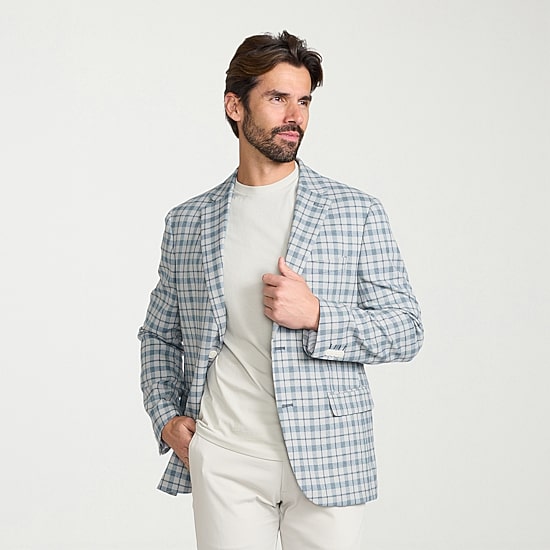 IBIZA AZURE Mens Windowpane Modern Fit Sport Coat