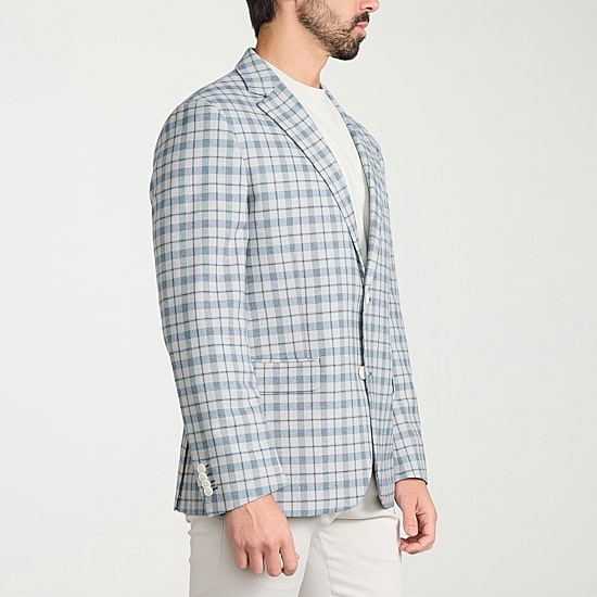 IBIZA AZURE Mens Windowpane Modern Fit Sport Coat