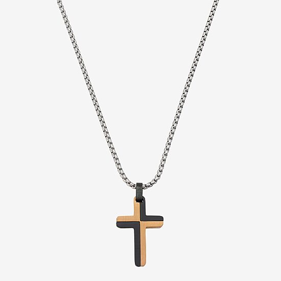 J.P. Army Mens Stainless Steel Cross 24 Inch Pendant Necklace