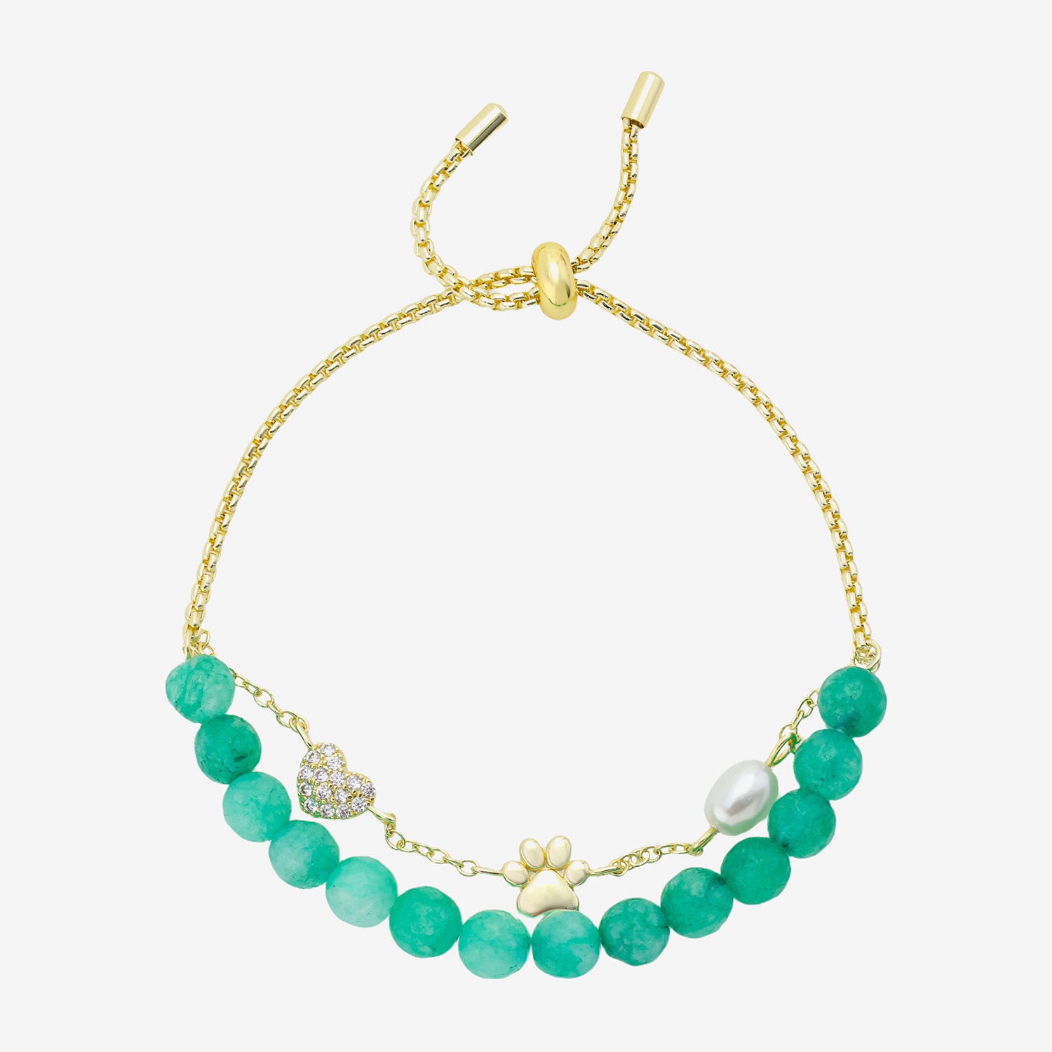 Footnotes Paw Womens Green Agate 14K Gold Over Brass Bolo Bracelet