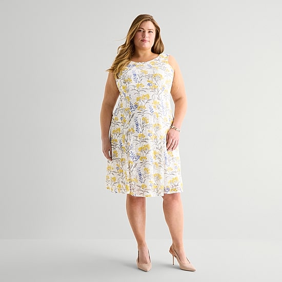 Perceptions Womens Plus Floral Jacket Dress