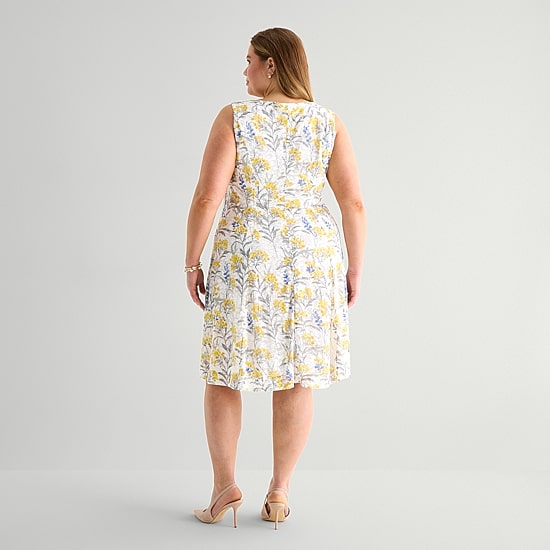 Perceptions Womens Plus Floral Jacket Dress
