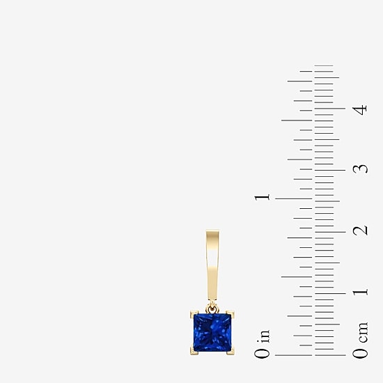 Womens Lab Created Gemstone 14K Gold Over Silver Square Drop Earrings