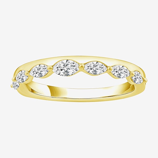 (F / Vs2) Womens 1/2 CT. T.W. Lab Grown White Diamond 10K Gold Anniversary Band