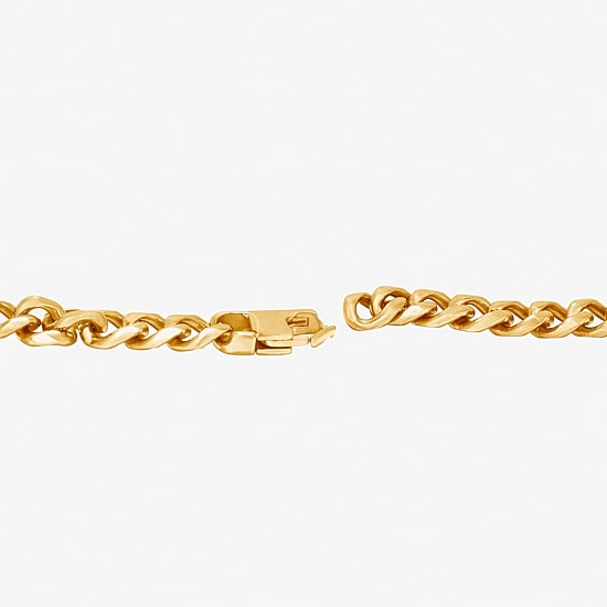 Mens 14K Gold Over Stainless Steel Solid 8 3/4 Inch Link Bracelet
