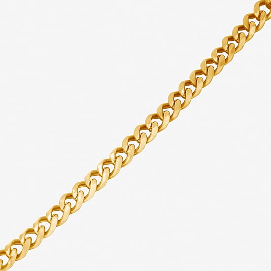 Mens 14K Gold Over Stainless Steel Solid 8 3/4 Inch Link Bracelet