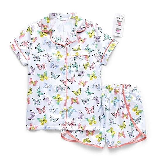 Btween Little & Big Kid Girls Satin Short Sleeve 2-pc. Pajama Set