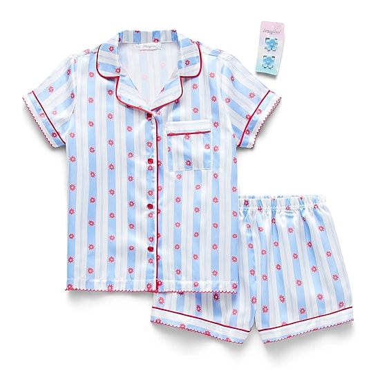 Btween Little & Big Kid Girls Satin Short Sleeve 2-pc. Pajama Set