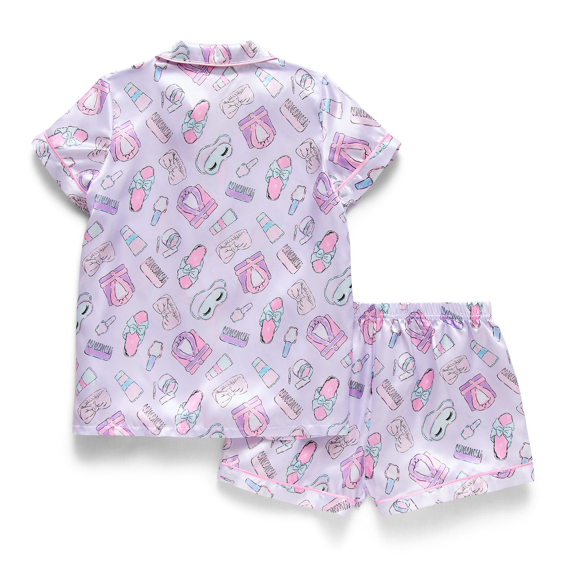 Btween Little & Big Kid Girls Satin Short Sleeve 2-pc. Pajama Set