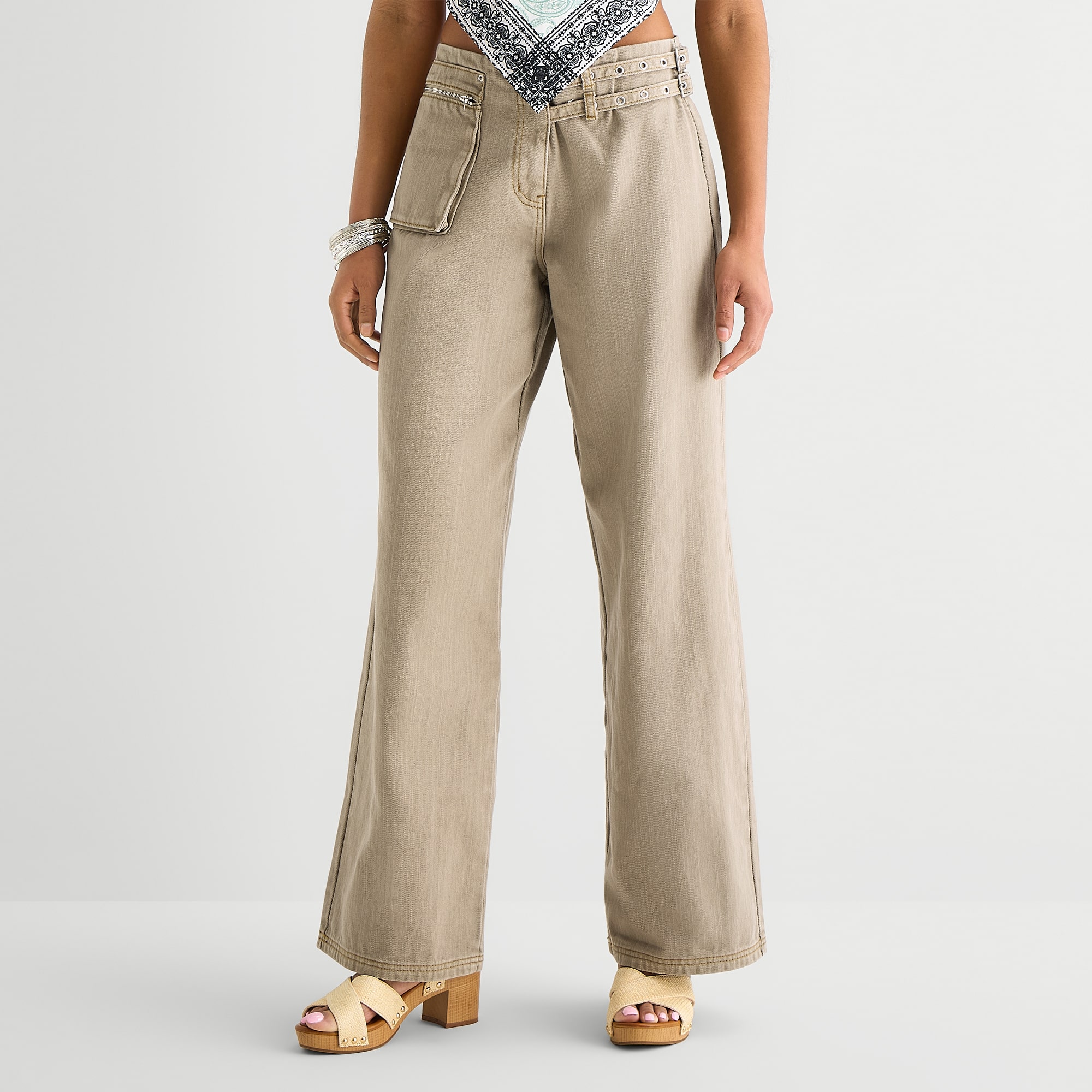 Forever 21 Womens Juniors Wide Leg Flat Front Pant