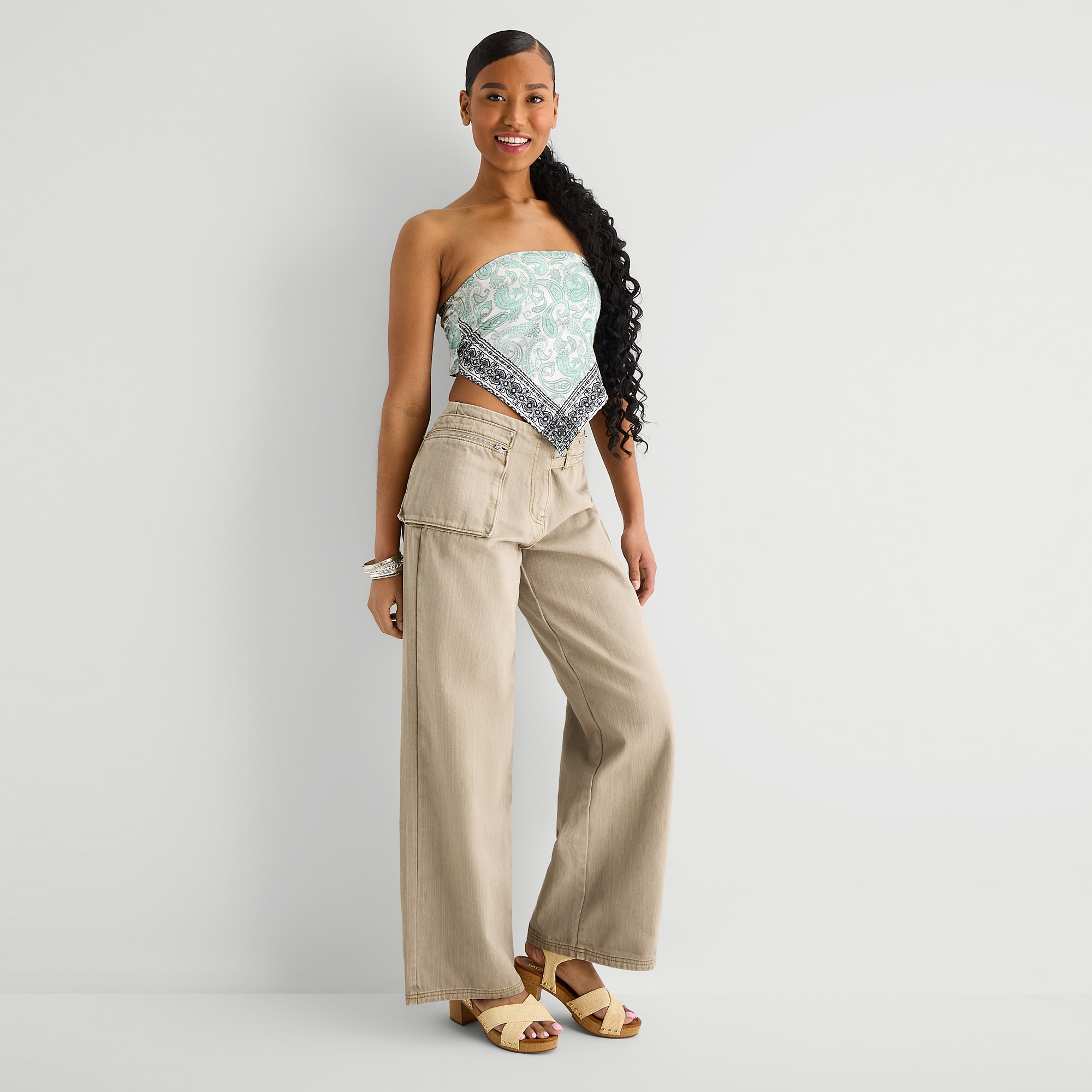 Forever 21 Womens Juniors Wide Leg Flat Front Pant
