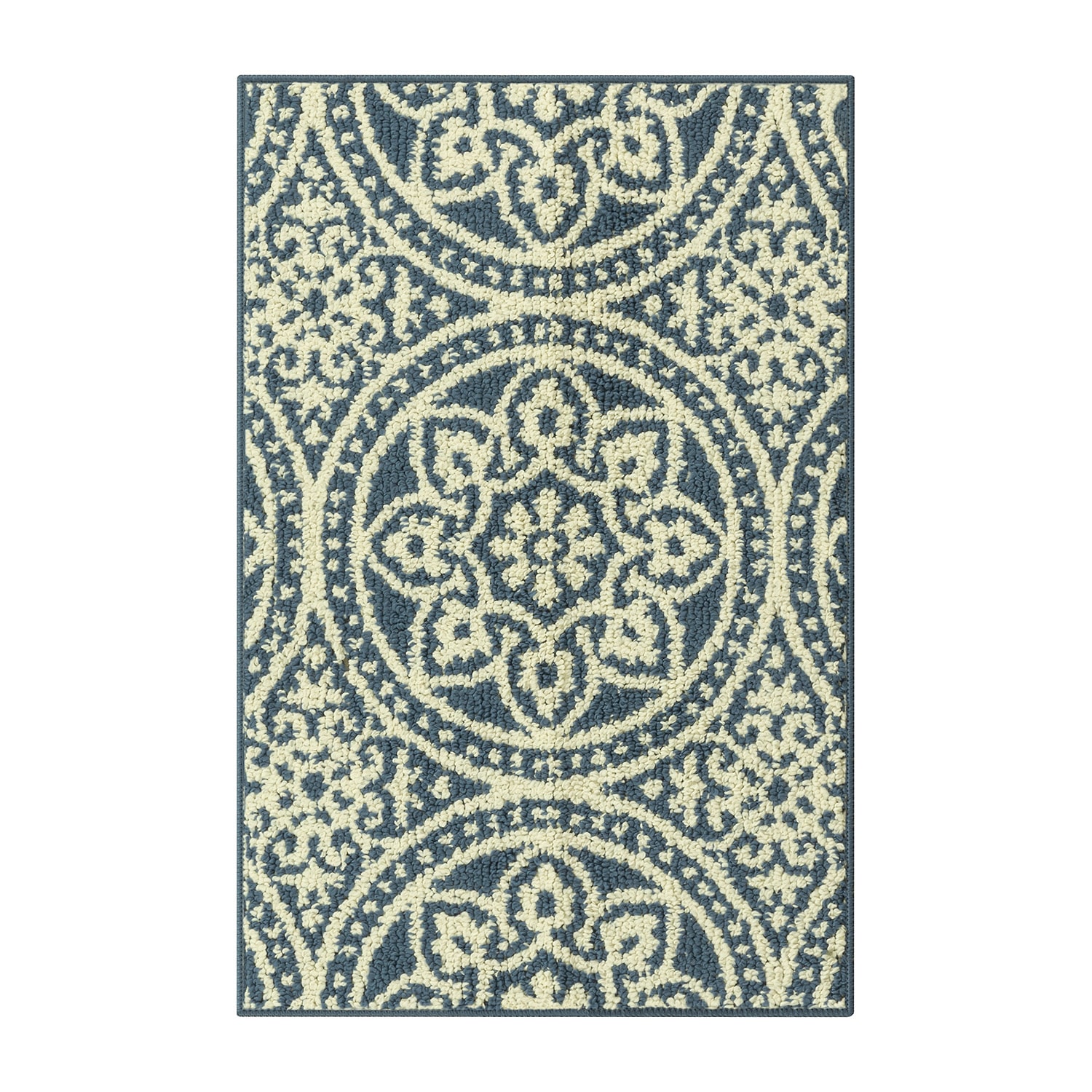 Maples Circle Medallion Blue Indoor Rectangular Accent Rug