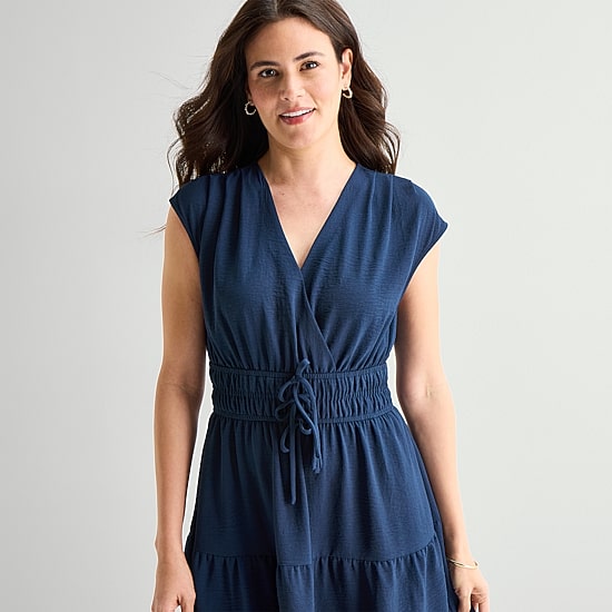 Be by CHETTA B Womens V Neck Sleeveless Fit + Flare Dress