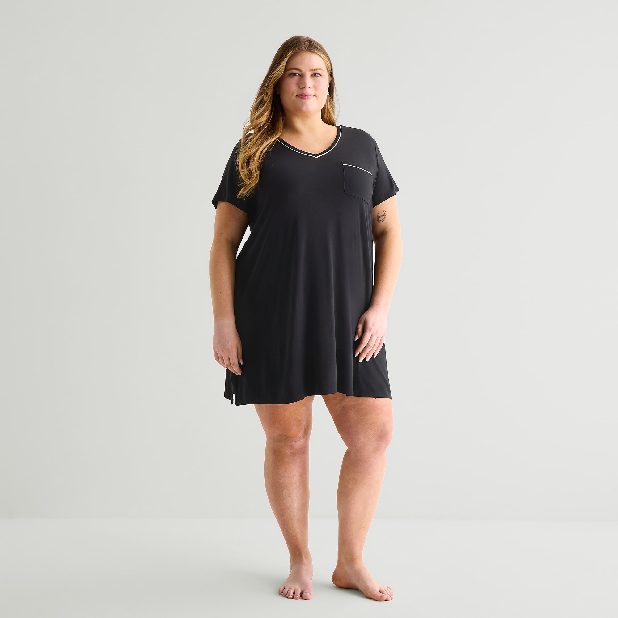 Liz Claiborne Cool and Calm Womens Plus Short Sleeve Crew Neck Nightshirt