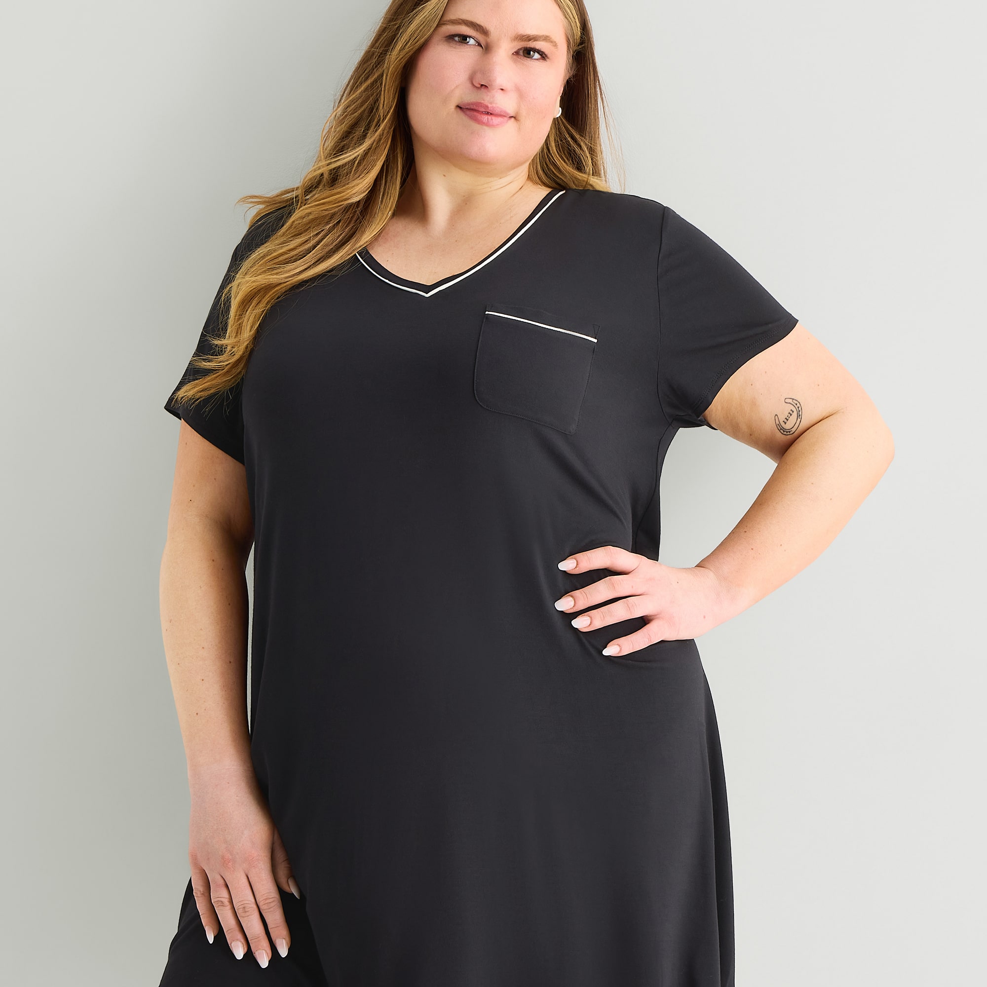 Liz Claiborne Cool and Calm Womens Plus Short Sleeve Crew Neck Nightshirt