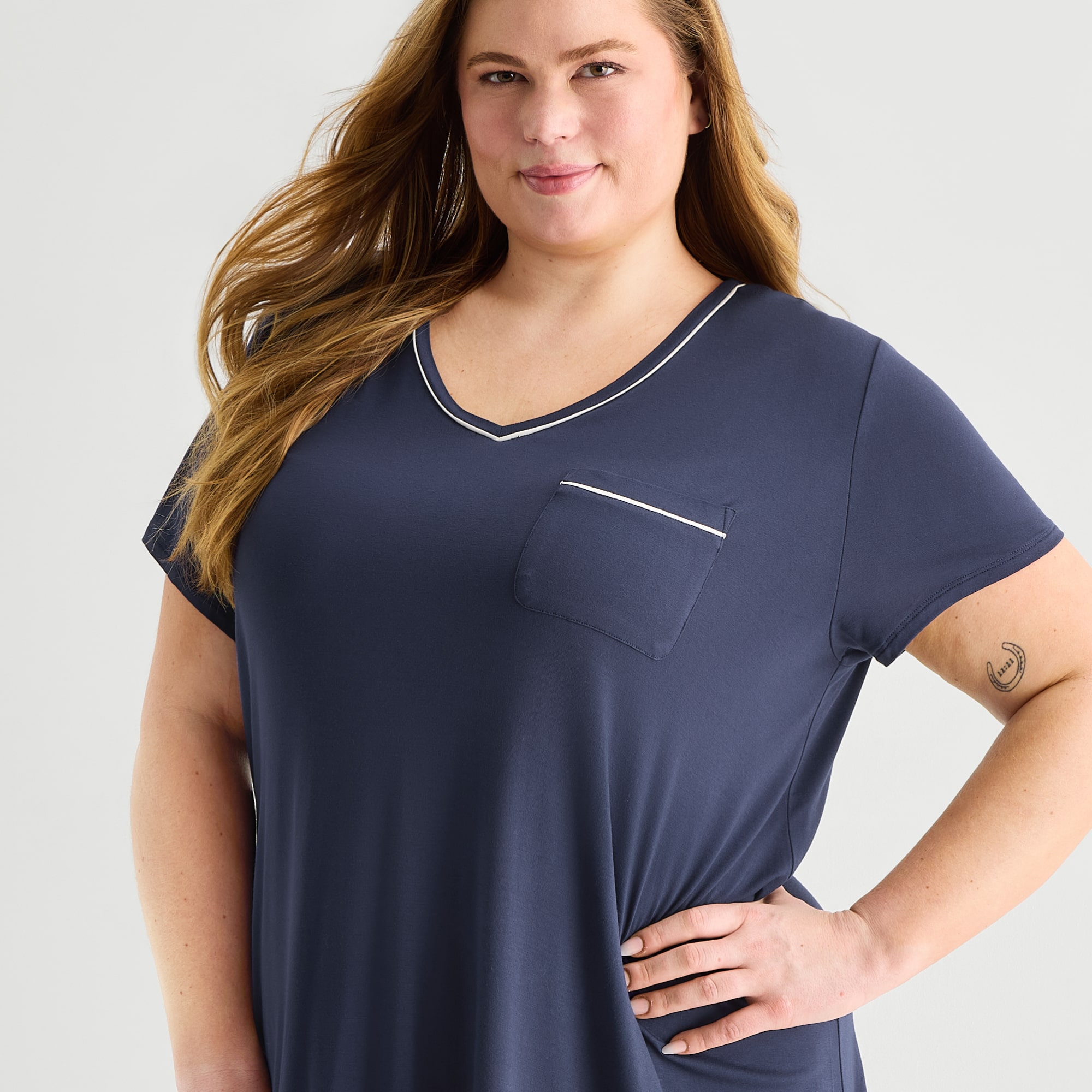 Liz Claiborne Cool and Calm Womens Plus Short Sleeve Crew Neck Nightshirt