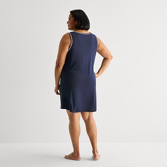 Liz Claiborne Cool and Calm Womens Plus Sleeveless Crew Neck Nightshirt