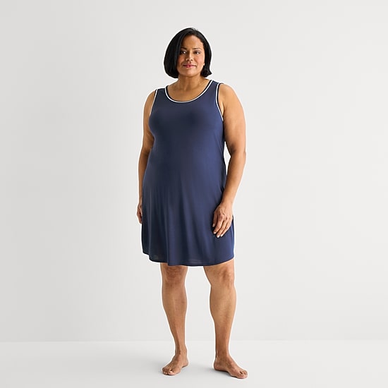 Liz Claiborne Cool and Calm Womens Plus Sleeveless Crew Neck Nightshirt