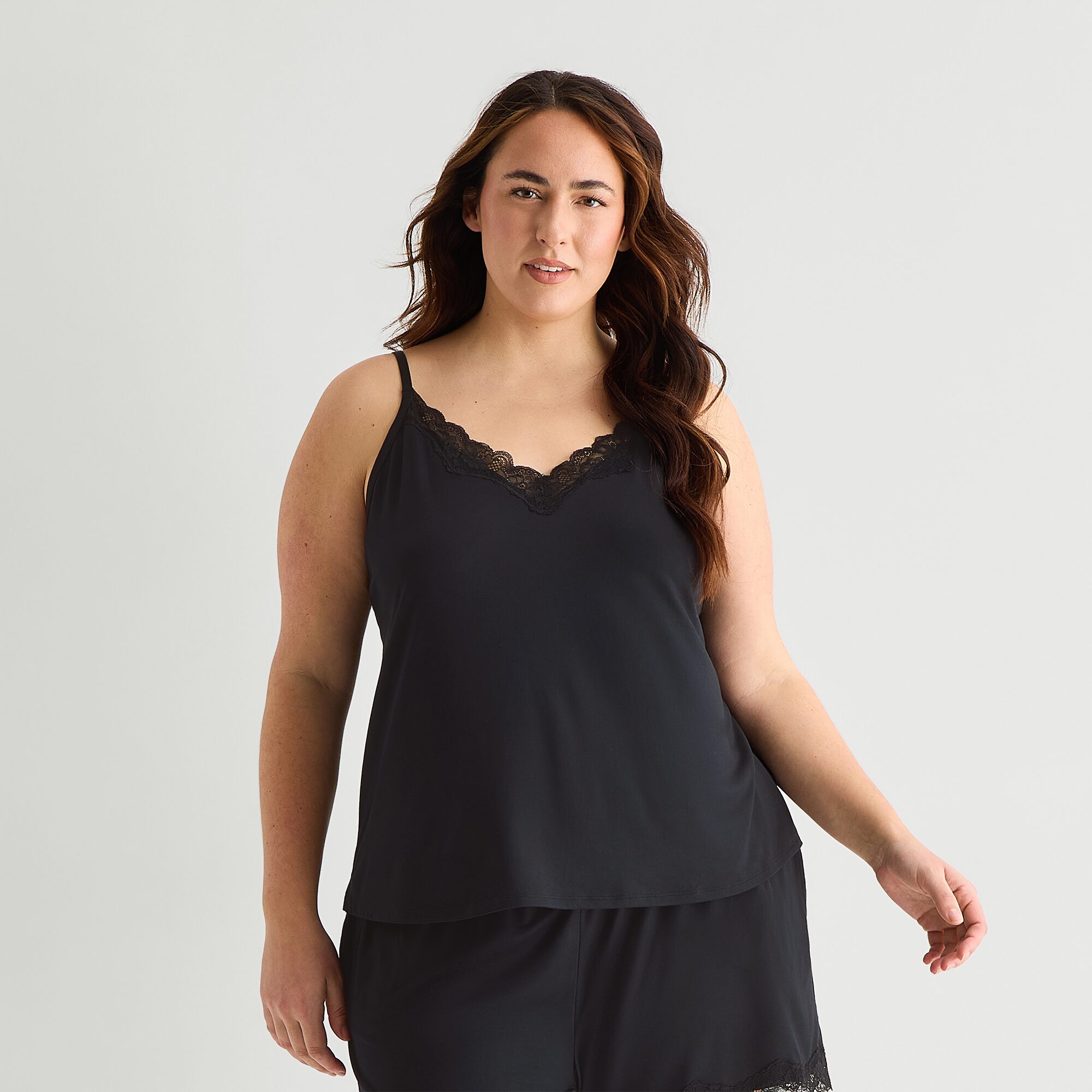 Ambrielle Womens V Neck Sleeveless Plus Pajama Top